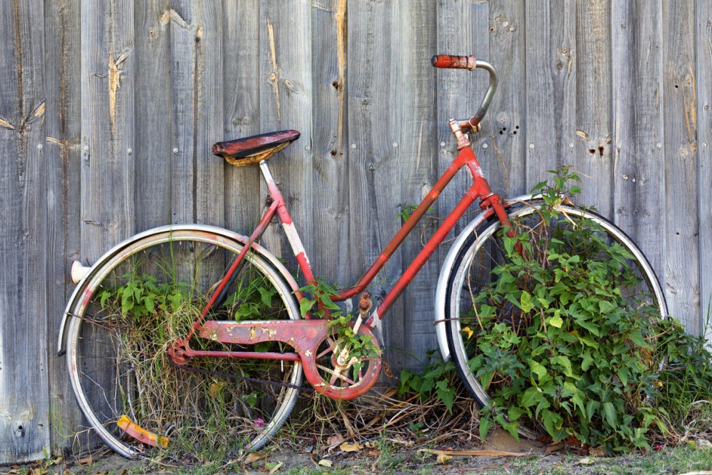 An old bicycle in the garage is accepted waste